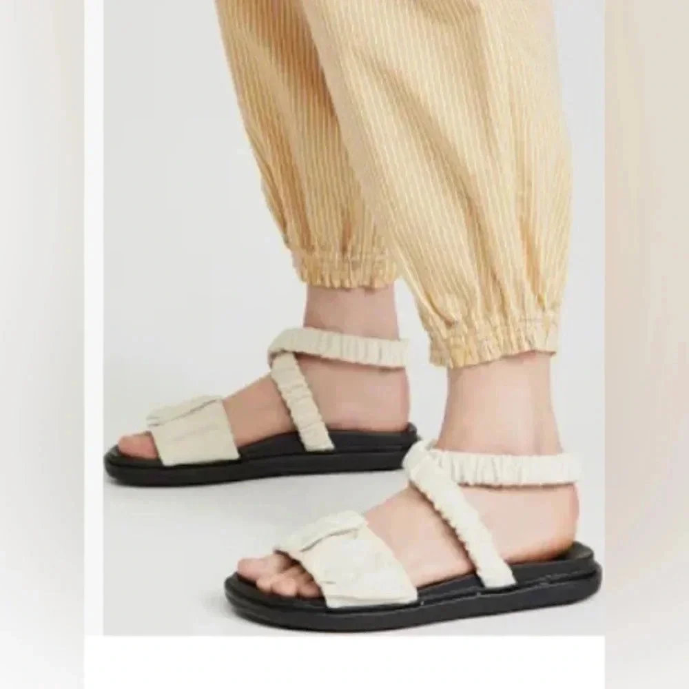 Sam Edelman Sandals Velma Ruched Leather Slip-On New